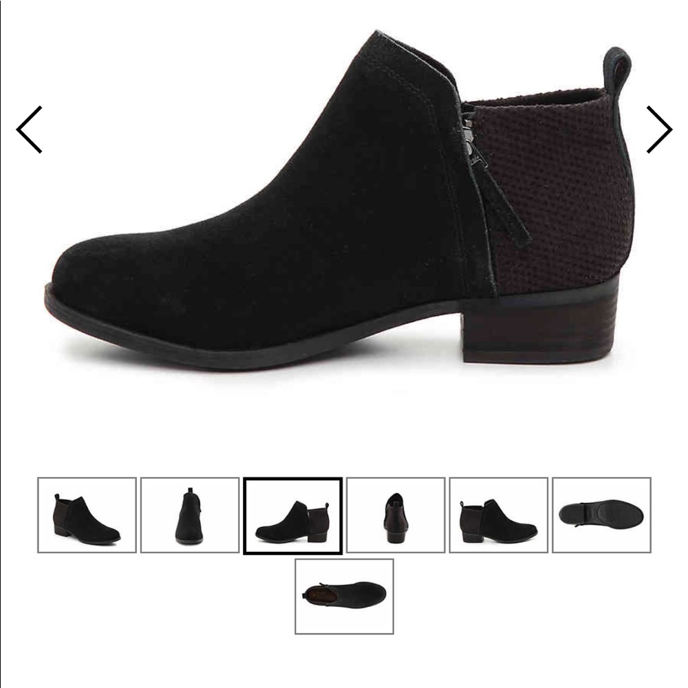 TOMS Deia Suede & Wool Black Zip Booties Size 8.5